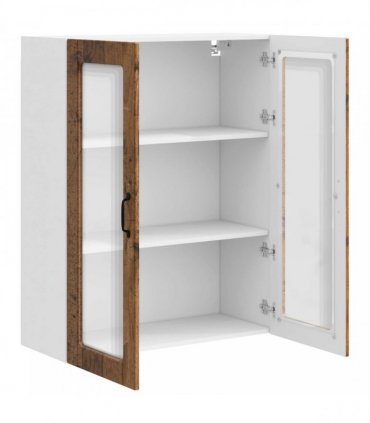 vidaXL Wall Glass Cabinet PORTO Old Wood 80 x 31 x 100 cm — Model: 1x wall glass cabinet (2 doors)