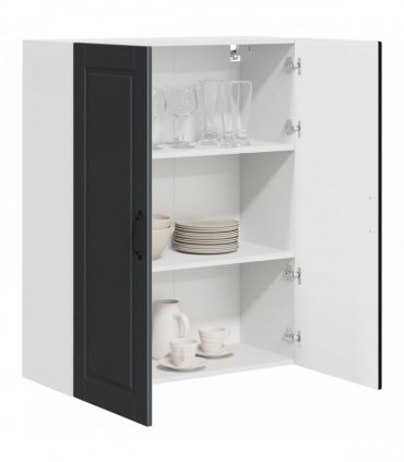 vidaXL Wall Cabinet PORTO Black 80 x 31 x 100 cm Engineered Wood — Model: 1x wall cabinet (2 doors)