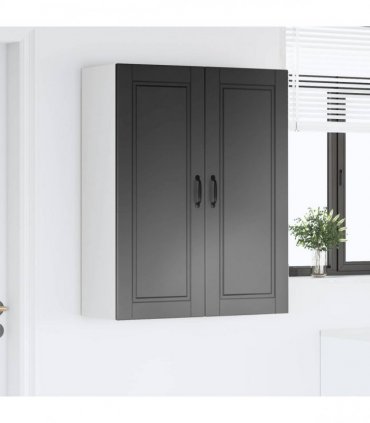 vidaXL Wall Cabinet PORTO Black 80 x 31 x 100 cm Engineered Wood — Model: 1x wall cabinet (2 doors)