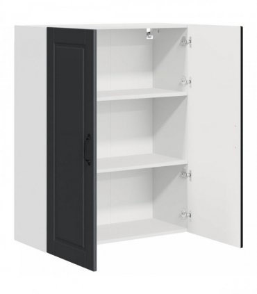 vidaXL Wall Cabinet PORTO Black 80 x 31 x 100 cm Engineered Wood — Model: 1x wall cabinet (2 doors)