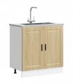 vidaXL Sink Base Cabinet "Porto" Sonoma Oak 80x46x81.5 cm Engineer — Size: 80 x 46 x 81.5 cm, Model: 1x bottom cabinet (2 doors)