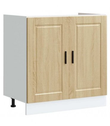 vidaXL Sink Base Cabinet "Porto" Sonoma Oak 80x46x81.5 cm Engineer — Size: 80 x 46 x 81.5 cm, Model: 1x bottom cabinet (2 doors)