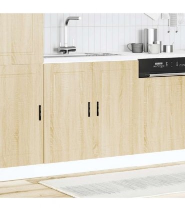 vidaXL Sink Base Cabinet "Porto" Sonoma Oak 80x46x81.5 cm Engineer — Size: 80 x 46 x 81.5 cm, Model: 1x bottom cabinet (2 doors)