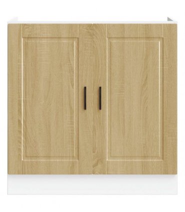 vidaXL Sink Base Cabinet "Porto" Sonoma Oak 80x46x81.5 cm Engineer — Size: 80 x 46 x 81.5 cm, Model: 1x bottom cabinet (2 doors)