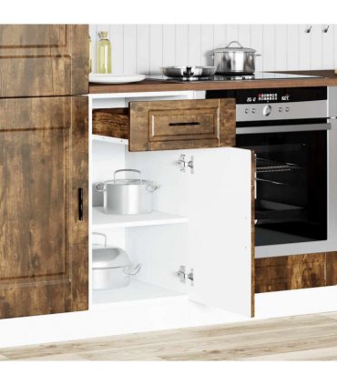 vidaXL Kitchen Base Cabinet Porto Smoked Oak Engineered Wo — Size: 40 x 46 x 81.5 cm, Model: 1x bottom cabinet (1 door 1 drawer)