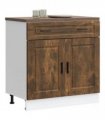 vidaXL Kitchen Base Cabinet Porto Smoked Oak Engineered — Size: 80 x 46 x 81.5 cm, Model: 1x bottom cabinet (2 doors 2 drawers)