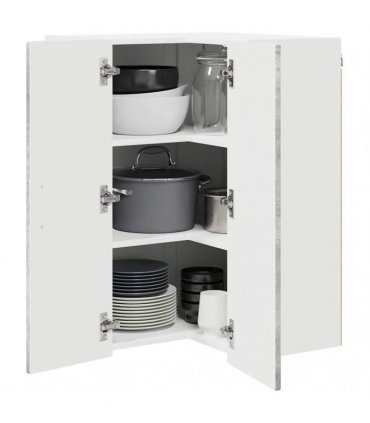 vidaXL Wall Corner Cabinet PORTO Concrete Grey 57 x 57 x 80 cm — Model: 1x wall corner cabinet