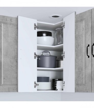 vidaXL Wall Corner Cabinet PORTO Concrete Grey 57 x 57 x 80 cm — Model: 1x wall corner cabinet
