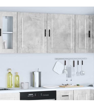 vidaXL Kitchen Wall Cabinets 2 pcs Porto Concrete Grey Engineered Wood — Size: 50 x 31 x 60 cm, Model: 2x wall cabinet (1 door)