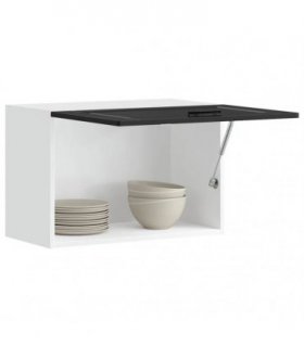vidaXL Kitchen Wall Cabinet Porto Black Engineered Wood — Size: 60 x 31 x 40 cm, Model: 1x wall cabinet (1 flap door)