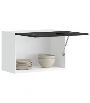 vidaXL Kitchen Wall Cabinet Porto Black Engineered Wood — Size: 60 x 31 x 40 cm, Model: 1x wall cabinet (1 flap door)
