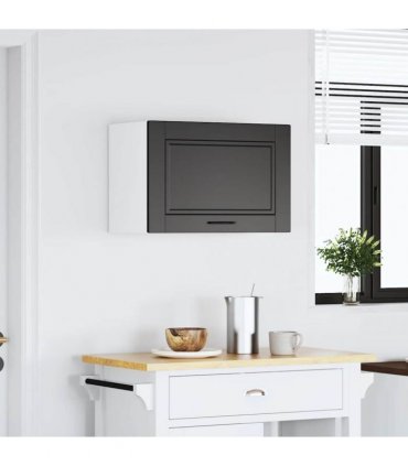 vidaXL Kitchen Wall Cabinet Porto Black Engineered Wood — Size: 60 x 31 x 40 cm, Model: 1x wall cabinet (1 flap door)