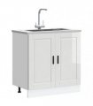 vidaXL Sink Base Cabinet "Porto" High Gloss White 80x46x81.5 cm En — Size: 80 x 46 x 81.5 cm, Model: 1x bottom cabinet (2 doors)
