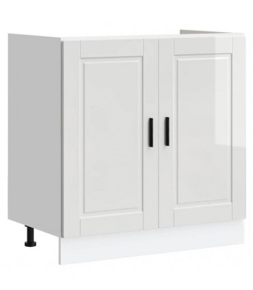 vidaXL Sink Base Cabinet "Porto" High Gloss White 80x46x81.5 cm En — Size: 80 x 46 x 81.5 cm, Model: 1x bottom cabinet (2 doors)