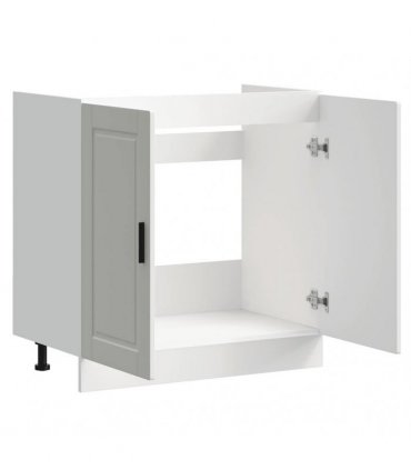 vidaXL Sink Base Cabinet "Porto" High Gloss White 80x46x81.5 cm En — Size: 80 x 46 x 81.5 cm, Model: 1x bottom cabinet (2 doors)