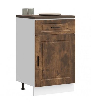 vidaXL Kitchen Base Cabinet Porto Smoked Oak Engineered Wo — Size: 50 x 46 x 81.5 cm, Model: 1x bottom cabinet (1 door 1 drawer)