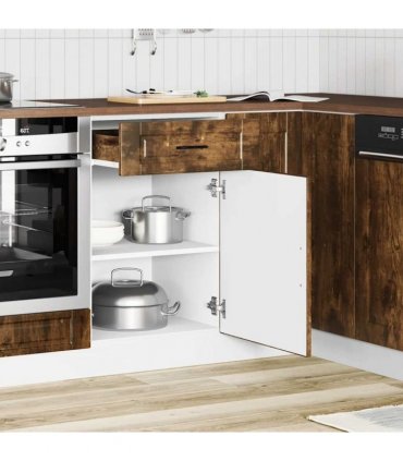 vidaXL Kitchen Base Cabinet Porto Smoked Oak Engineered Wo — Size: 50 x 46 x 81.5 cm, Model: 1x bottom cabinet (1 door 1 drawer)