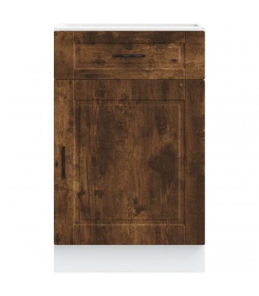 vidaXL Kitchen Base Cabinet Porto Smoked Oak Engineered Wo — Size: 50 x 46 x 81.5 cm, Model: 1x bottom cabinet (1 door 1 drawer)