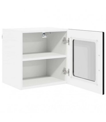 vidaXL Wall Glass Cabinet PORTO Black 40 x 31 x 40 cm Engineered Wood — Model: 1x wall glass cabinet (1 door)