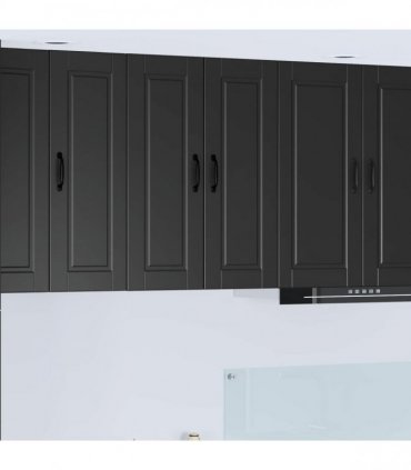 vidaXL Wall Cabinet PORTO Black 60 x 31 x 80 cm Engineered Wood — Model: 1x wall cabinet (2 doors)