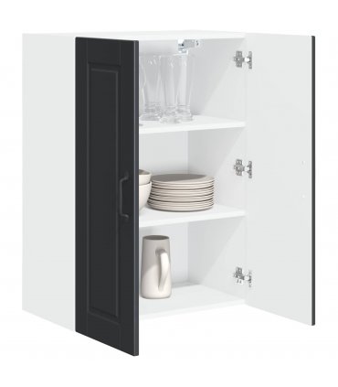 vidaXL Wall Cabinet PORTO Black 60 x 31 x 80 cm Engineered Wood — Model: 1x wall cabinet (2 doors)