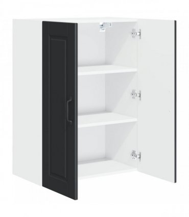 vidaXL Wall Cabinet PORTO Black 60 x 31 x 80 cm Engineered Wood — Model: 1x wall cabinet (2 doors)