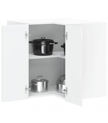 vidaXL Kitchen Wall Corner Cabinet Porto High Gloss White Engineered Wood — Size: 57 x 57 x 60 cm, Model: 1x wall corner cabinet