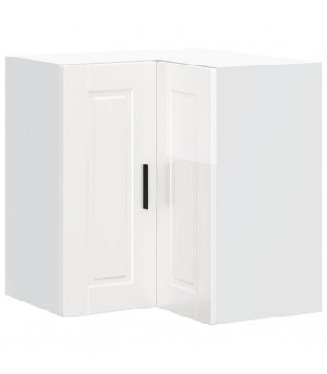 vidaXL Kitchen Wall Corner Cabinet Porto High Gloss White Engineered Wood — Size: 57 x 57 x 60 cm, Model: 1x wall corner cabinet