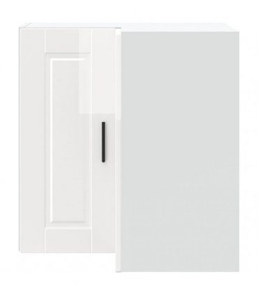 vidaXL Kitchen Wall Corner Cabinet Porto High Gloss White Engineered Wood — Size: 57 x 57 x 60 cm, Model: 1x wall corner cabinet