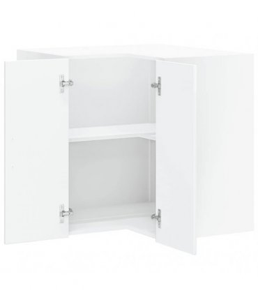 vidaXL Kitchen Wall Corner Cabinet Porto High Gloss White Engineered Wood — Size: 57 x 57 x 60 cm, Model: 1x wall corner cabinet