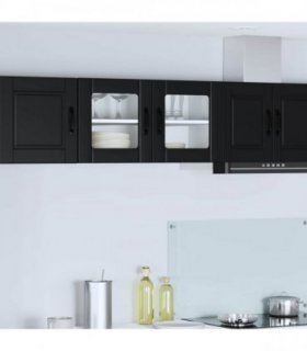 vidaXL Wall Glass Cabinet PORTO Black 80 x 31 x 40 cm Engineered Wood — Model: 1x wall glass cabinet (2 doors)