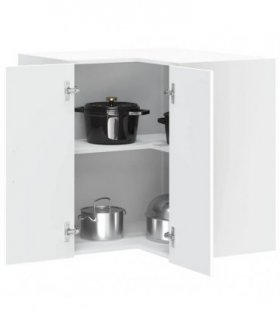 vidaXL Kitchen Wall Corner Cabinet Porto White Engineered Wood — Size: 57 x 57 x 60 cm, Model: 1x wall corner cabinet