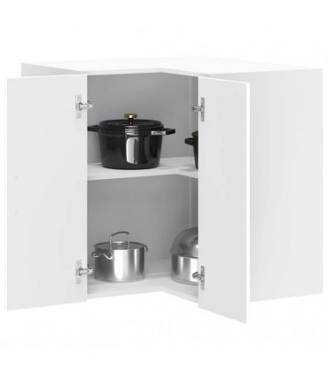vidaXL Kitchen Wall Corner Cabinet Porto White Engineered Wood — Size: 57 x 57 x 60 cm, Model: 1x wall corner cabinet