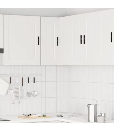 vidaXL Kitchen Wall Corner Cabinet Porto White Engineered Wood — Size: 57 x 57 x 60 cm, Model: 1x wall corner cabinet