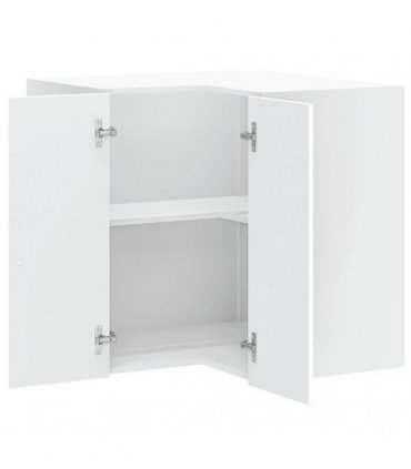 vidaXL Kitchen Wall Corner Cabinet Porto White Engineered Wood — Size: 57 x 57 x 60 cm, Model: 1x wall corner cabinet