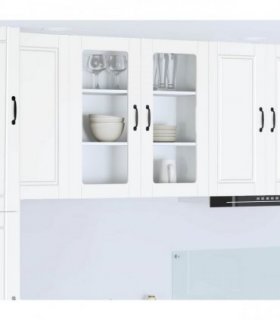 vidaXL Wall Glass Cabinet PORTO White 80 x 31 x 80 cm Engineered Wood — Model: 1x wall glass cabinet (2 doors)