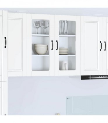 vidaXL Wall Glass Cabinet PORTO White 80 x 31 x 80 cm Engineered Wood — Model: 1x wall glass cabinet (2 doors)