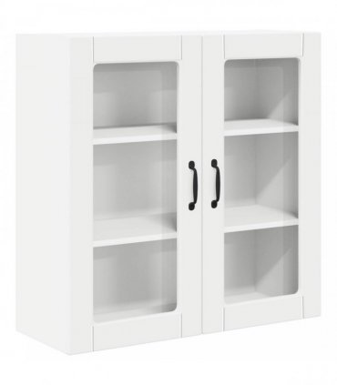 vidaXL Wall Glass Cabinet PORTO White 80 x 31 x 80 cm Engineered Wood — Model: 1x wall glass cabinet (2 doors)