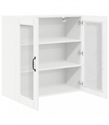 vidaXL Wall Glass Cabinet PORTO White 80 x 31 x 80 cm Engineered Wood — Model: 1x wall glass cabinet (2 doors)