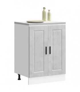 vidaXL Kitchen Base Cabinet Porto Concrete Grey Engineered Wood — Size: 60 x 46 x 81.5 cm, Model: 1x bottom cabinet (2 doors)