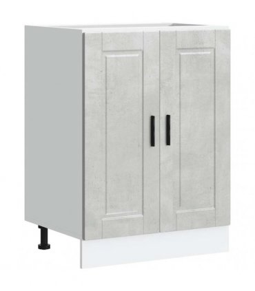 vidaXL Kitchen Base Cabinet Porto Concrete Grey Engineered Wood — Size: 60 x 46 x 81.5 cm, Model: 1x bottom cabinet (2 doors)
