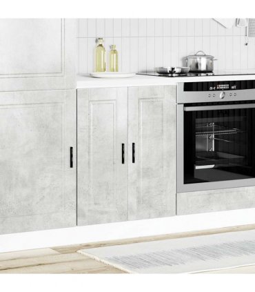 vidaXL Kitchen Base Cabinet Porto Concrete Grey Engineered Wood — Size: 60 x 46 x 81.5 cm, Model: 1x bottom cabinet (2 doors)