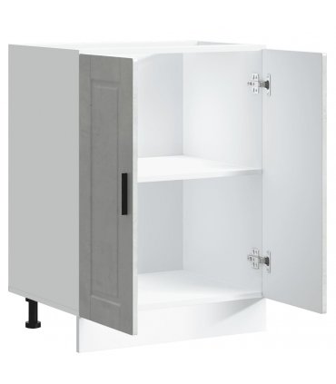 vidaXL Kitchen Base Cabinet Porto Concrete Grey Engineered Wood — Size: 60 x 46 x 81.5 cm, Model: 1x bottom cabinet (2 doors)