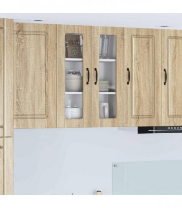 vidaXL Wall Glass Cabinet PORTO Sonoma Oak 60 x 31 x 80 cm — Model: 1x wall glass cabinet (2 doors)