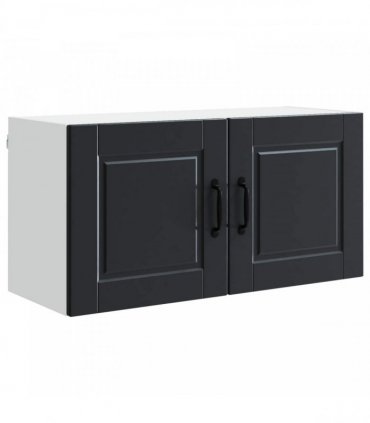 vidaXL Wall Cabinet PORTO Black 80 x 31 x 40 cm Engineered Wood — Model: 1x wall cabinet (2 doors)