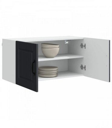vidaXL Wall Cabinet PORTO Black 80 x 31 x 40 cm Engineered Wood — Model: 1x wall cabinet (2 doors)