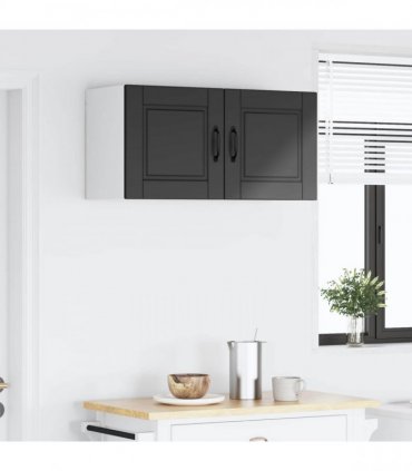 vidaXL Wall Cabinet PORTO Black 80 x 31 x 40 cm Engineered Wood — Model: 1x wall cabinet (2 doors)