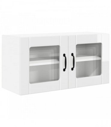 vidaXL Wall Glass Cabinet PORTO High Gloss White 80 x 31 x 40 cm — Model: 1x wall glass cabinet (2 doors)