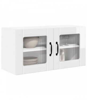 vidaXL Wall Glass Cabinet PORTO High Gloss White 80 x 31 x 40 cm — Model: 1x wall glass cabinet (2 doors)