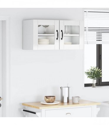 vidaXL Wall Glass Cabinet PORTO High Gloss White 80 x 31 x 40 cm — Model: 1x wall glass cabinet (2 doors)